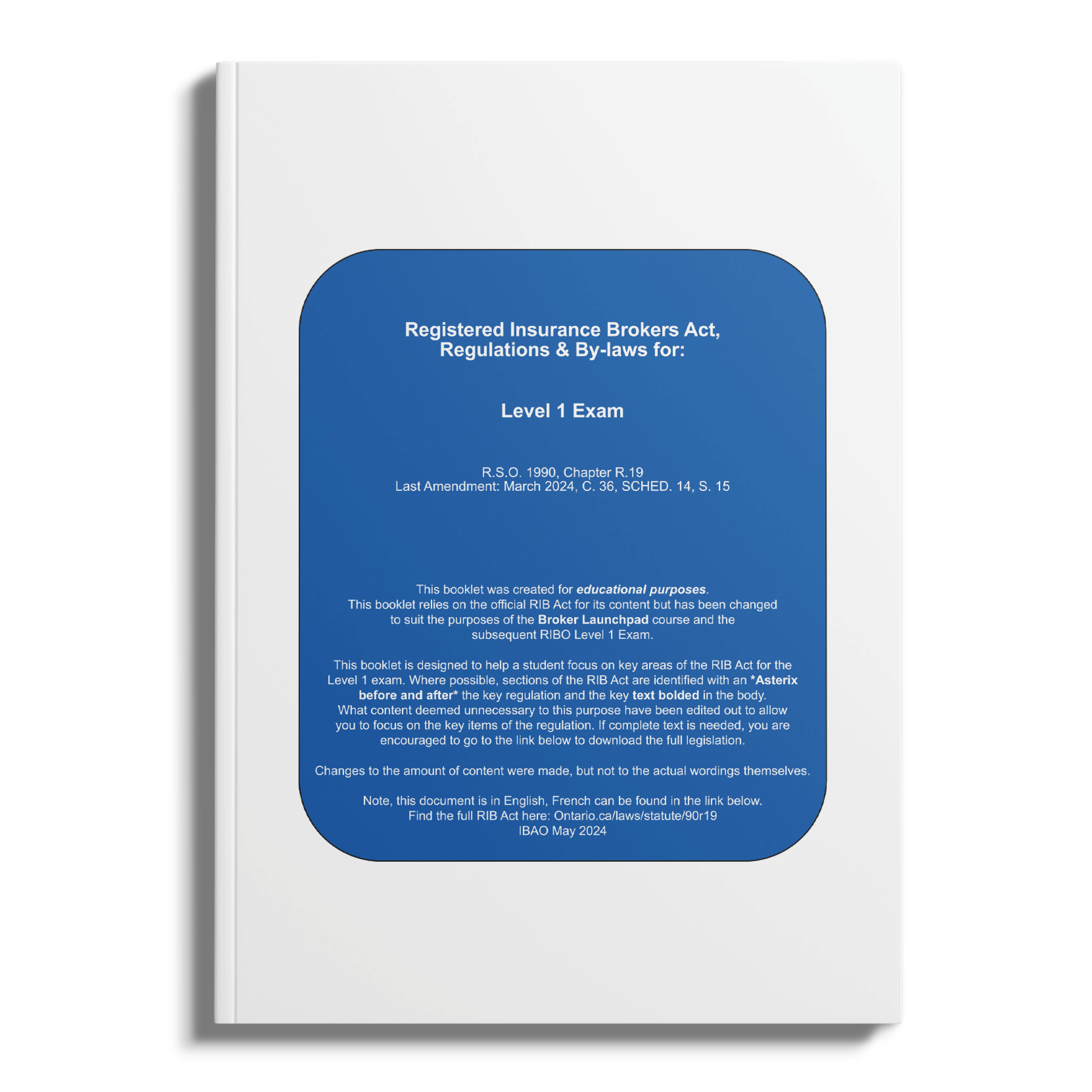 Education - RIB Act Booklet (Final Sale Non-Refundable)